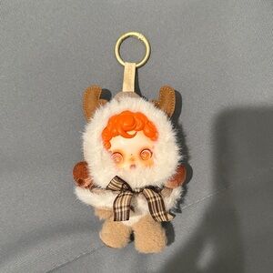 Charming Plush Reindeer Keychain with Orange and Brown Accents